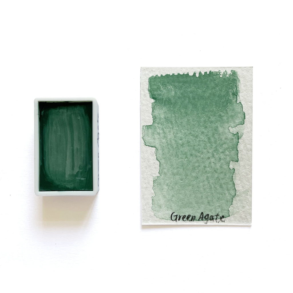 Green Agate - Artist Grade Handmade Honey Based Watercolor Paint Full Pan 3.2ml