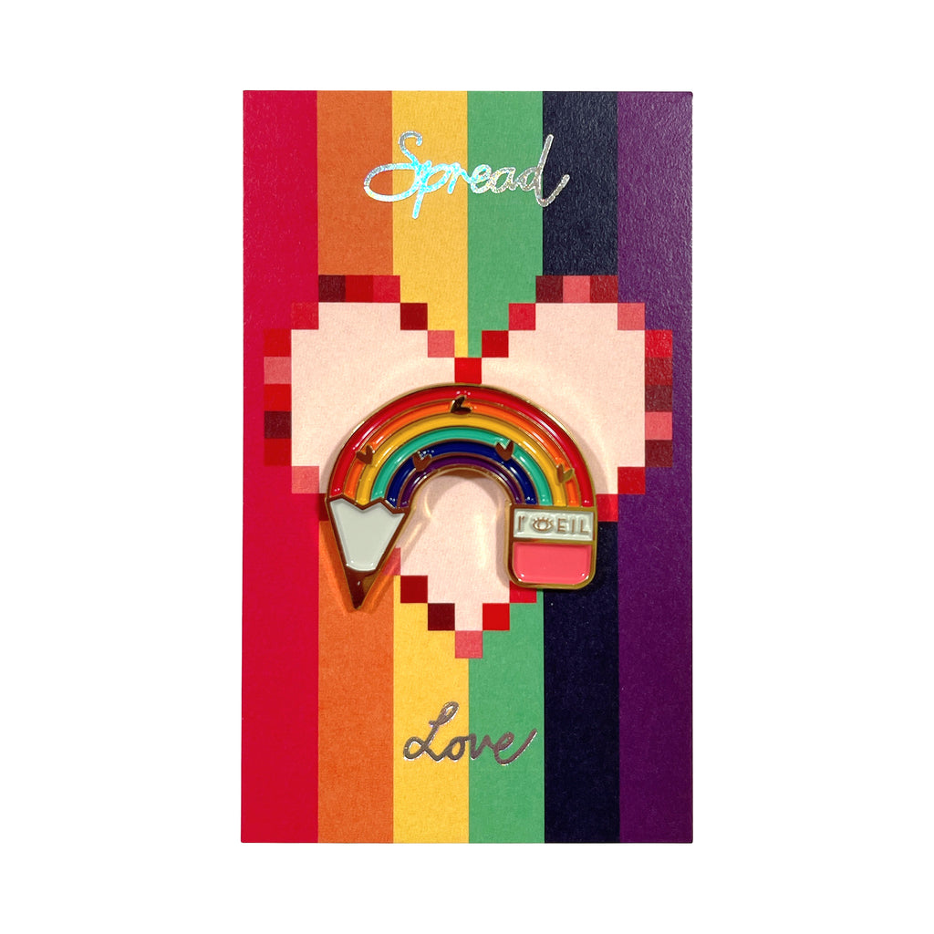 Spread Love Rainbow Pencil Enamel Pin Metal Badge - Loeil Art Supplies | for creative you