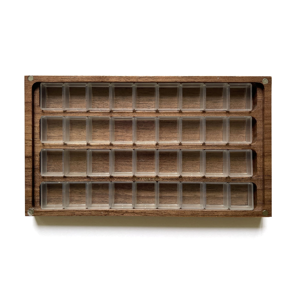 Walnut Wood Chocolate Bar Empty Watercolor Wooden Box Palette Case - Big L'oeil Loeilart