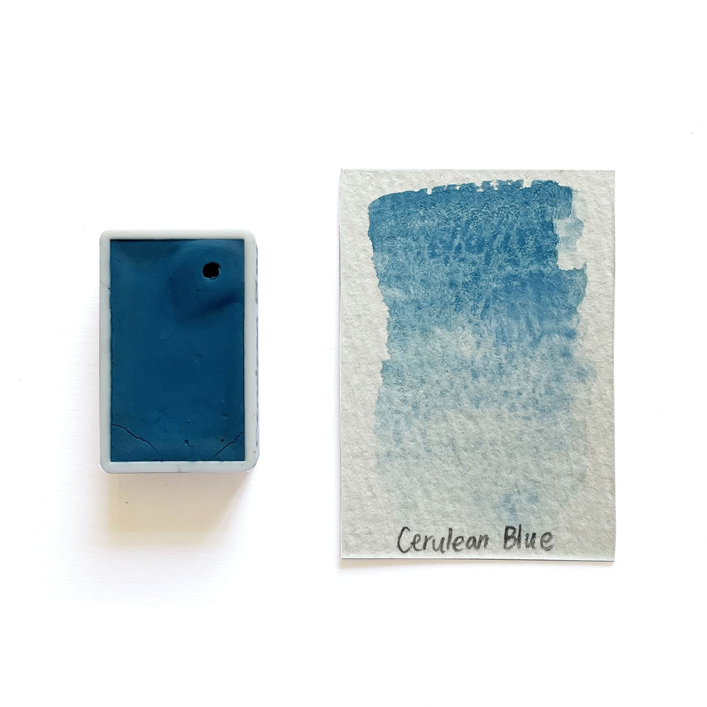 Cerulean Blue PB28 - Artist Grade Handmade Honey Based Watercolor Paint Full Pan 3.2ml