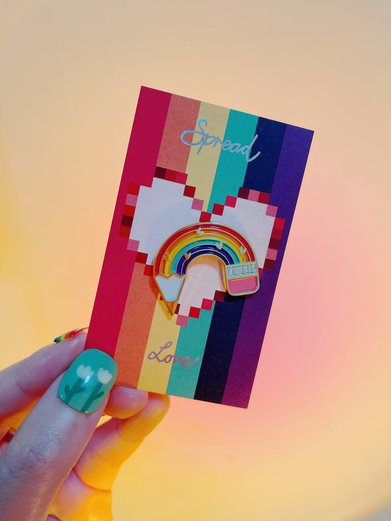 Spread Love Rainbow Pencil Enamel Pin Metal Badge - Loeil Art Supplies | for creative you