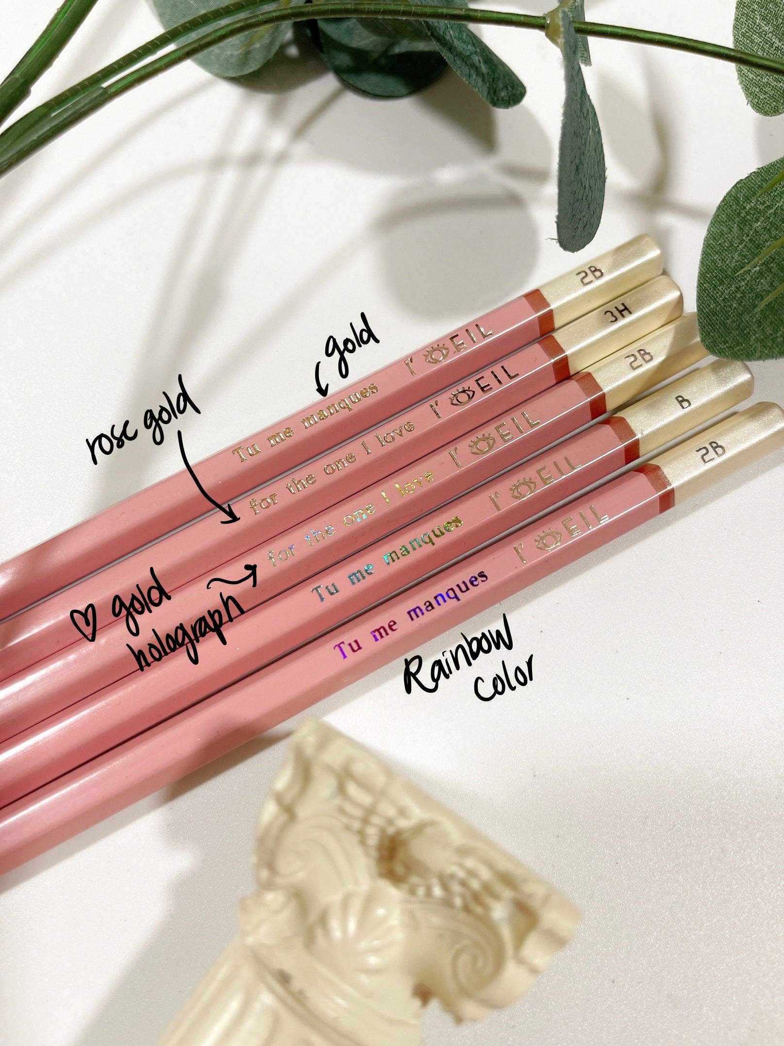 The Eye Graphite Sketching Pencil Set - Pink X Rose Gold (Personalized) - Loeil Art Supplies | for creative you