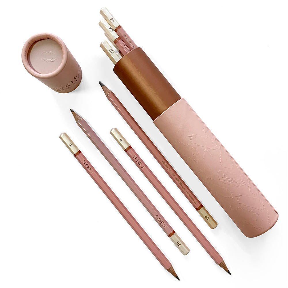 The Eye Graphite Sketching Pencil Set - Pink X Rose Gold - Loeil Art Supplies | for creative you