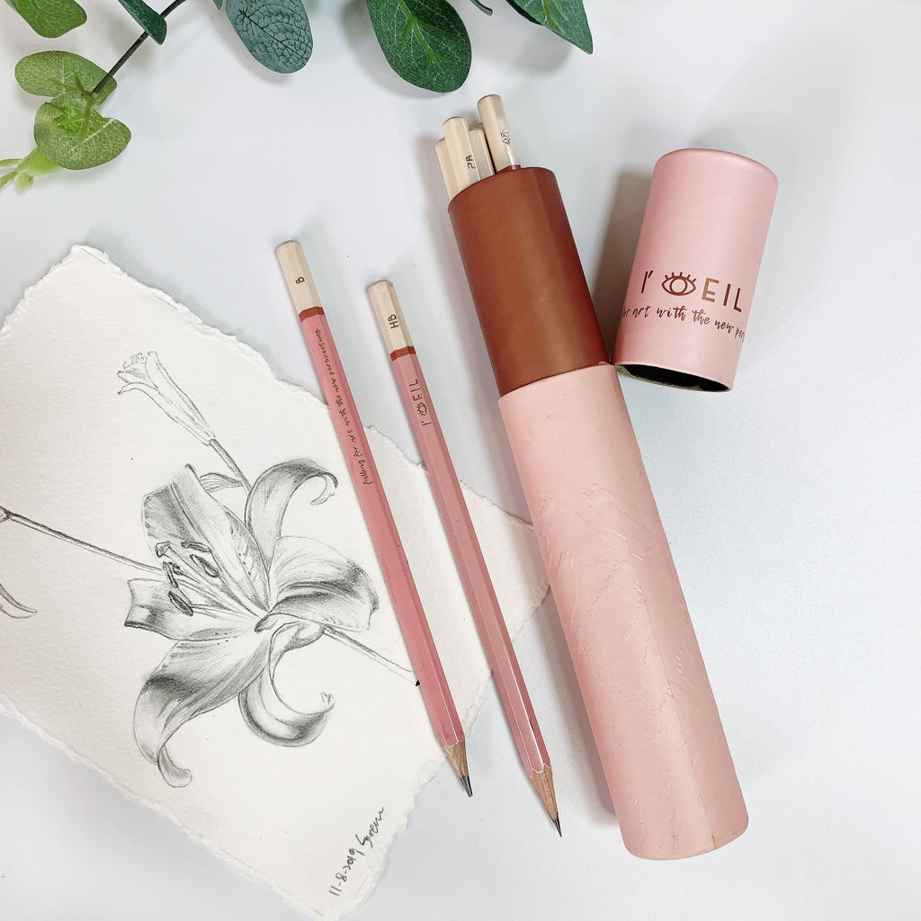 The Eye Graphite Sketching Pencil Set - Pink X Rose Gold (Personalized) - Loeil Art Supplies | for creative you