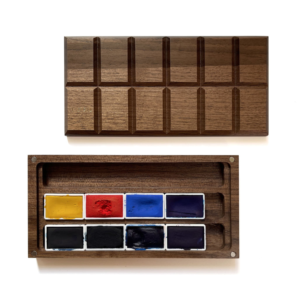 Afterglow: Handmade Watercolor Paints Set of 8 in Wooden Box Case, Full Pan 3.2ml(Assorted Blue Based Palette) Loeilart L'oeil