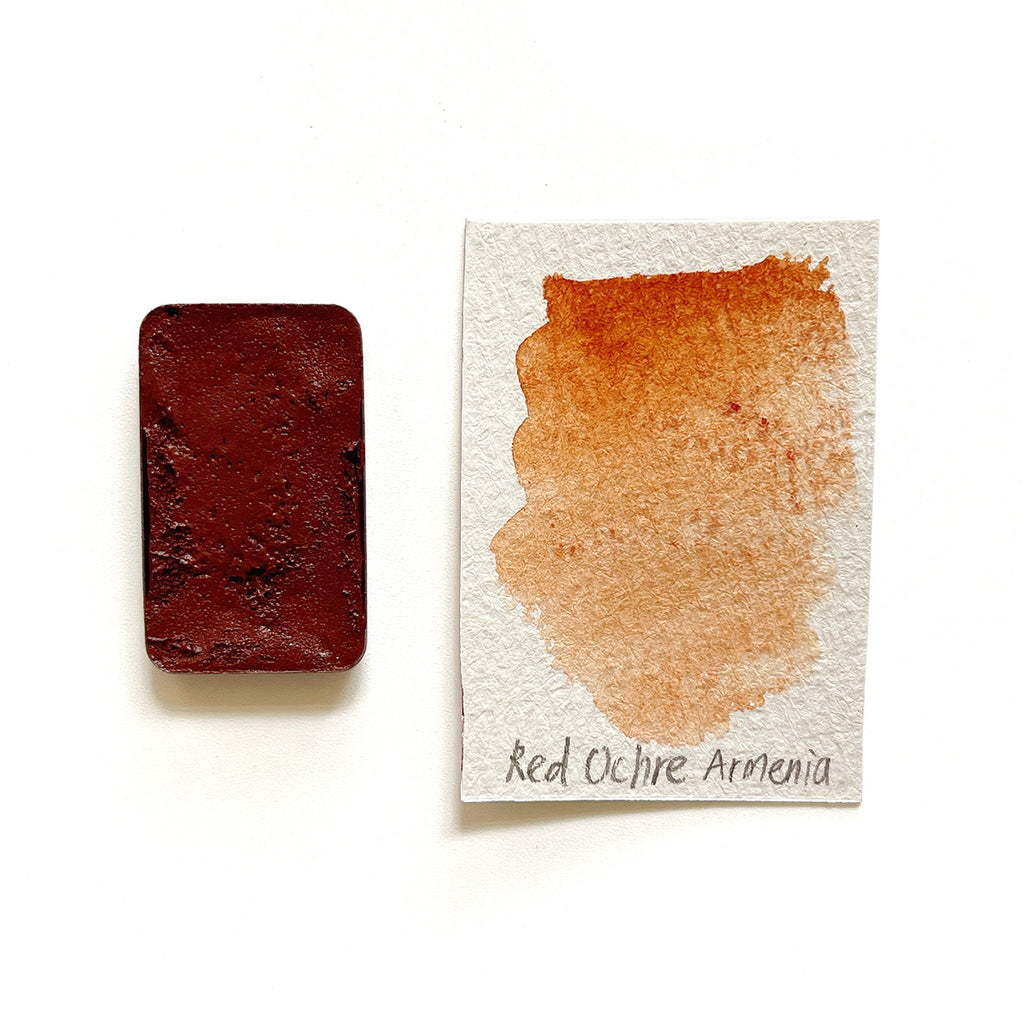 Red ochre Armenia PR102 - Artist Grade Handmade Honey Based Watercolor Paint Half Pan 2ml