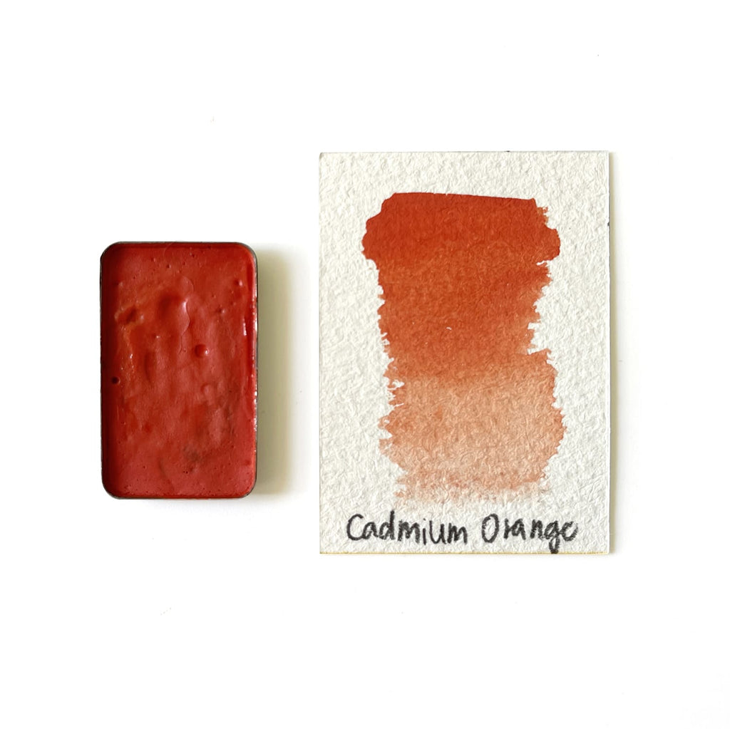 Cadmium Orange PR20 - Artist Grade Handmade Honey Based Watercolor Paint Half Pan 2ml L'oeil loeilart