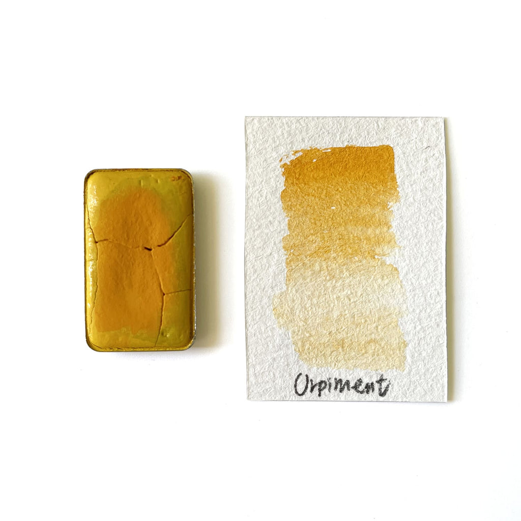 Orpiment PY39 - Artist Grade Handmade Honey Based Watercolor Paint Half Pan 2ml L'oeil loeilart